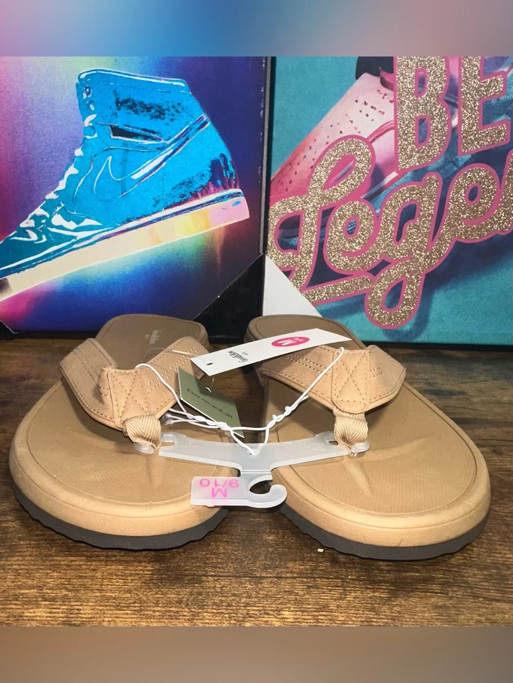 Men's lan Comfort Flip Flop Thong Sandals - Goodfellow & Co™ Tan Medium 9/10